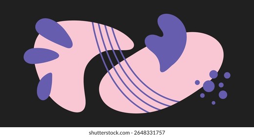 Abstract organic shapes, lines and dots composition. Hand drawn blob figures vector set. 