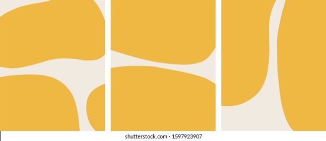 abstract organic shapes minimalist nordic style cream white and yellow colors