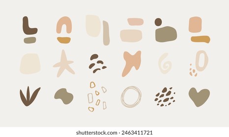 Abstract and organic shapes in a minimalistic style with neutral and earthy tones, ideal for modern design elements and creative projects.