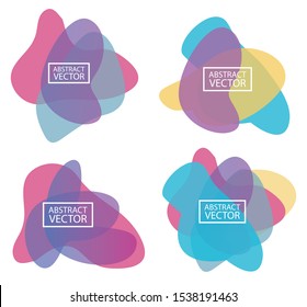 Abstract Organic shapes from in paper style with gradient color blue,yellow,pink and purple on white background 