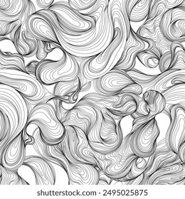 Abstract organic shapes pattern. Hand drawn line illustration background. Ink painting style composition for decoration.