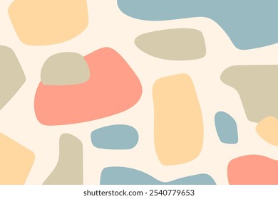 Patrón de Formas orgánicas Abstractas. Textura moderna de Fondo de pantalla colorido pastel. Ilustración vectorial