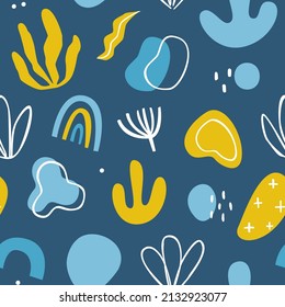 Resumen de formas orgánicas y patrones de plantas. Impresión vectorial transparente para tela, textil, papel, superficie, papel tapiz.