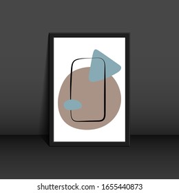 Abstract organic shapes poster. Scandinavian style print for interior design	