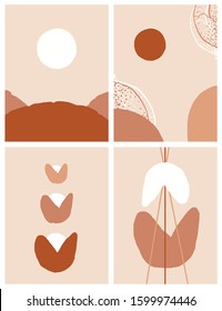 Abstract organic shapes poster set in terracotta or neutral colors