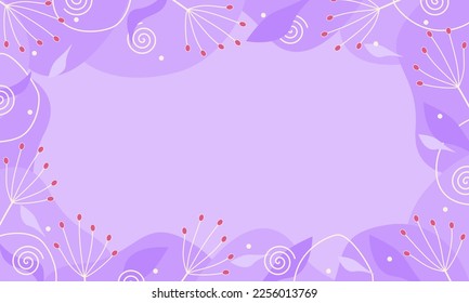 Abstract organic shapes purple background background. Hand drawn leaf and flower background with copy spaces. Good for wallpaper, banner and office presentation template.