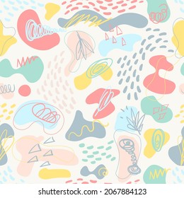 Resumen de las formas orgánicas conjunto de ilustración vectorial de fondo sin soldadura. Moderna y contemporánea moda varias formas líneas líneas caídas, abstracción para el diseño de marca de belleza, historia de medios sociales