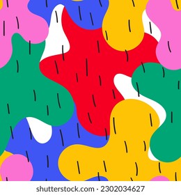 Abstract organic shapes seamless pattern. Retro style vector background. Bright colors creative hand drawn illustration wallpaper