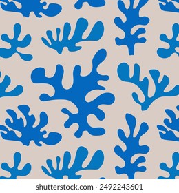 Abstract organic shapes seamless pattern. Matisse inspired vector print for fabric, textile, wrapping paper. Trendy minimalist style.

