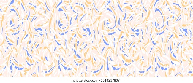 Abstract organic shapes seamless pattern. Vector hand drawn curved shape with drops, spots. Contemporary print. Colorful geometric summer texture ornament