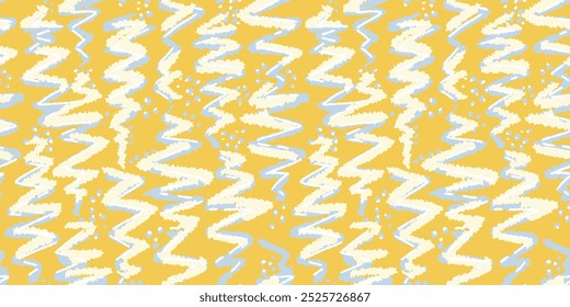 Patrón sin fisuras de Formas orgánicas Abstractas. Fondo amarillo liso con el bosquejo dibujado a mano del Vector impreso de formas únicas. Ornamento de textura contemporánea.