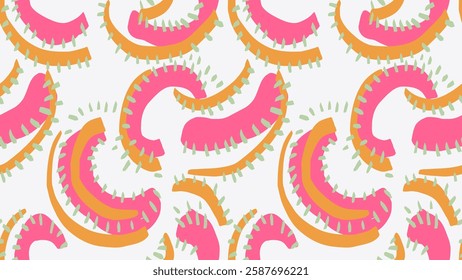 Abstract organic shapes seamless pattern. Vector hand drawn sketch unique irregular forms. Colorful plain background ornament. Contemporary minimalist print