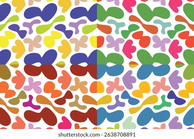 Abstract Organic Shapes Seamless Pattern in Vibrant Colors for Modern Backgrounds and Textile Design