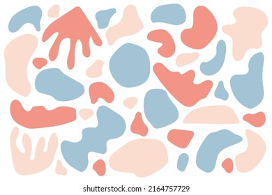 Abstract Organic Shapes set. Hand Drawn pastel Design Elements. Abstract Backgrounds. Random Organic blobs of irregular shape. Abstract blotch, inkblot and pebble silhouettes.