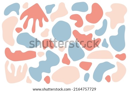 Abstract Organic Shapes set. Hand Drawn pastel Design Elements. Abstract Backgrounds. Random Organic blobs of irregular shape. Abstract blotch, inkblot and pebble silhouettes.