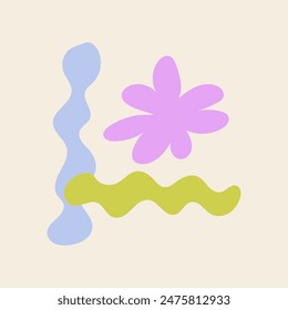 Abstract organic shapes. Vector flat illustration with flower and wavy shapes. Modern art poster