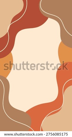 Abstract organic shapes in warm earthy tones with thin white outlines, modern design