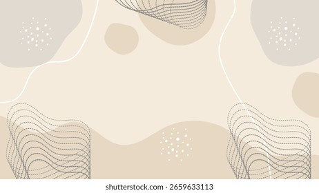 Abstract organic shapes waves lines dots beige background. Vector illustration.