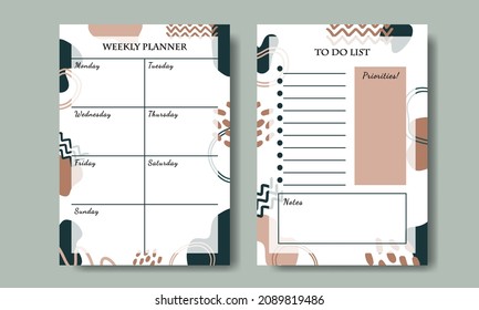 Abstract Organic Shapes Weekly Planner Design Template