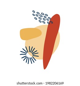 Abstract organic shapes,minimalist elements, hand drawn lines in pastel colors. Modern abstract design for social media stories, posters, branding. Vector illustration isolated on white background.