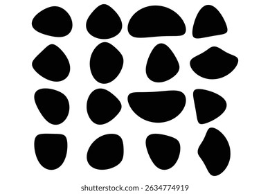 Abstract organic smooth blob shape icon vector illustration set for creative graphic design minimal modern soft rounded silhouette element pack.