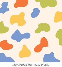 Abstract organic spot pattern with soft rounded shapes. Playful modern background in warm pastel colors for creative design