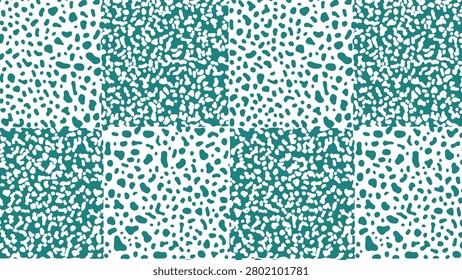 Abstract Organic Spots Seamless Pattern with Reversible Teal and White Color Scheme. Abstract background illustration vector EPS.