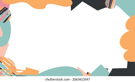 Abstrakte organische Vorlage. 16x9-Rahmen. Glatte, farbige Doodle-Formen. Abstrakte Rahmenvorlage für Social Network, Medien, Geschichte, Handy, Apps, Telefon, Grußkarte. Stock-Vektorbild
