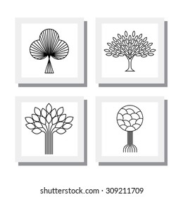 abstract organic tree line icons logo vectors - eco & bio design element badges. This set also represents plants & growth, nature & conservation
