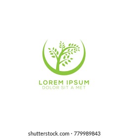 Abstract Organic Tree Logo Design Vector Template Illustration
