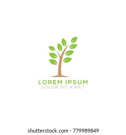 Abstract Organic Tree Logo Design Vector Template Illustration
