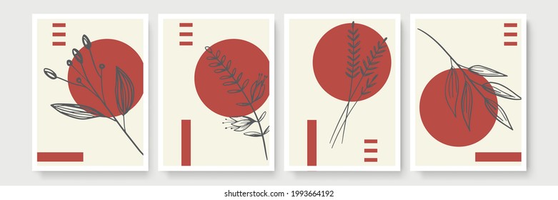 Abstract organic vector banner template collection. Minimal background in boho style with copy space for text. Vector illustration for social media post template cover, postcard, wallpaper, wall art