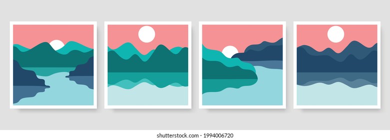 Abstract organic vector banner template collection. Minimal background in boho style with copy space for text. Vector illustration for social media post template cover, postcard, wallpaper, wall art