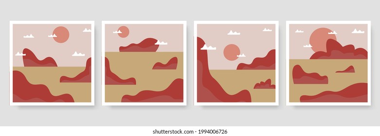 Abstract organic vector banner template collection. Minimal background in boho style with copy space for text. Vector illustration for social media post template cover, postcard, wallpaper, wall art