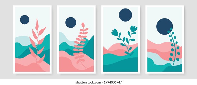 Resumen de la colección de plantillas de banner de vector orgánico. Fondo mínimo en estilo boho con espacio de copia para texto. Ilustración vectorial para la portada de plantillas de publicaciones en medios sociales, postal, papel tapiz, arte mural