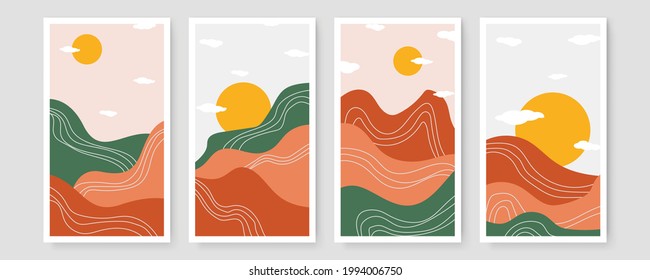 Abstract organic vector banner template collection. Minimal background in boho style with copy space for text. Vector illustration for social media post template cover, postcard, wallpaper, wall art