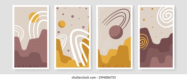 Resumen de la colección de plantillas de banner de vector orgánico. Fondo mínimo en estilo boho con espacio de copia para texto. Ilustración vectorial para la portada de plantillas de publicaciones en medios sociales, postal, papel tapiz, arte mural