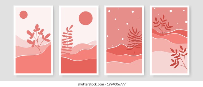 Resumen de la colección de plantillas de banner de vector orgánico. Fondo mínimo en estilo boho con espacio de copia para texto. Ilustración vectorial para la portada de plantillas de publicaciones en medios sociales, postal, papel tapiz, arte mural