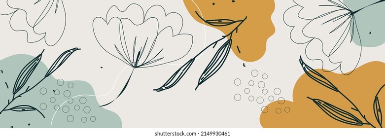 Abstract organic vector shapes, leaves, branch, plants. Modern graphics for business, holiday. Natural elements in doodle style for template, cover, poster, greeting card, frame, background.