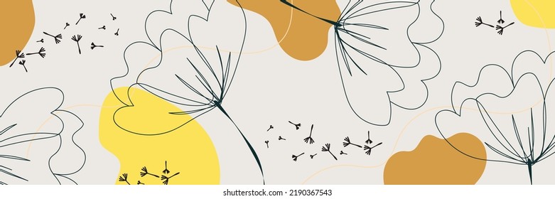 Abstract organic vector shapes, leaves, branch, plants. Modern graphics for business, holiday.