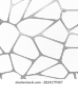 An abstract organic voronoi cracked cell mosaic background composed of halftone dot textures. Perfect for science, biology, technology backdrops, creative cover art, and modern vector designs.