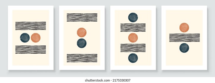 Abstract Organic Wall Art. Mid Century Modern Design. A trendy set of Abstract Hand Painted Illustrations for Wall Decoration, Social Media Banner, Brochure Cover Design. Minimal and Natural Wall Art.