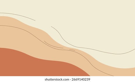 Fondo de onda orgánica Abstractas con tonos terrosos y líneas mínimas