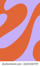 Abstract Organic Wave Shapes with Bold Orange on Soft Purple Background Modern Art Design