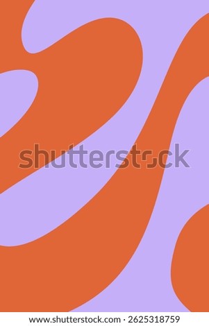 Abstract Organic Wave Shapes with Bold Orange on Soft Purple Background Modern Art Design