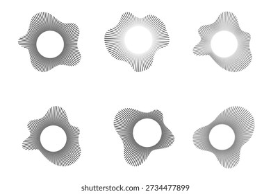 Abstract organic wave shapes collection. Flowing circular line elements. Modern audio and motion concept. Clean geometric vector style