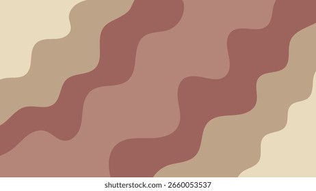  Abstract, organic wavy lines in warm, earthy tones of brown, beige, and terracotta, creating a modern and flowing pattern.