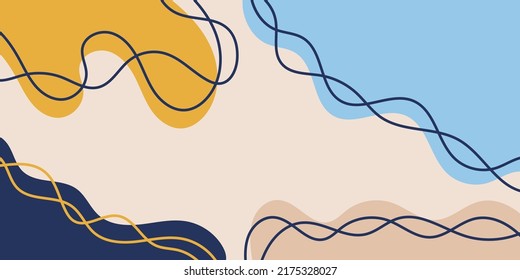 Abstract organic wavy shapes background. Hand drawn colorful banner. For newsletter, web header, social media post, promotional banner, advertising and identity. Vector illustration, flat design
