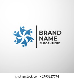 Abstract organization logo concept with human element. Group or comunity design template. Vector illustration