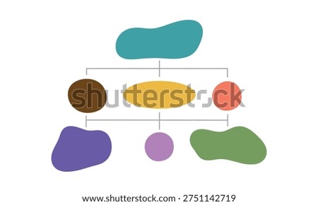 Abstract organizational chart with interconnected shapes representing a visual hierarchy or structure
